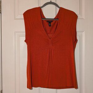Banana Republic Cap Sleeve V Neck Burnt Orange Rust Blouse - Large